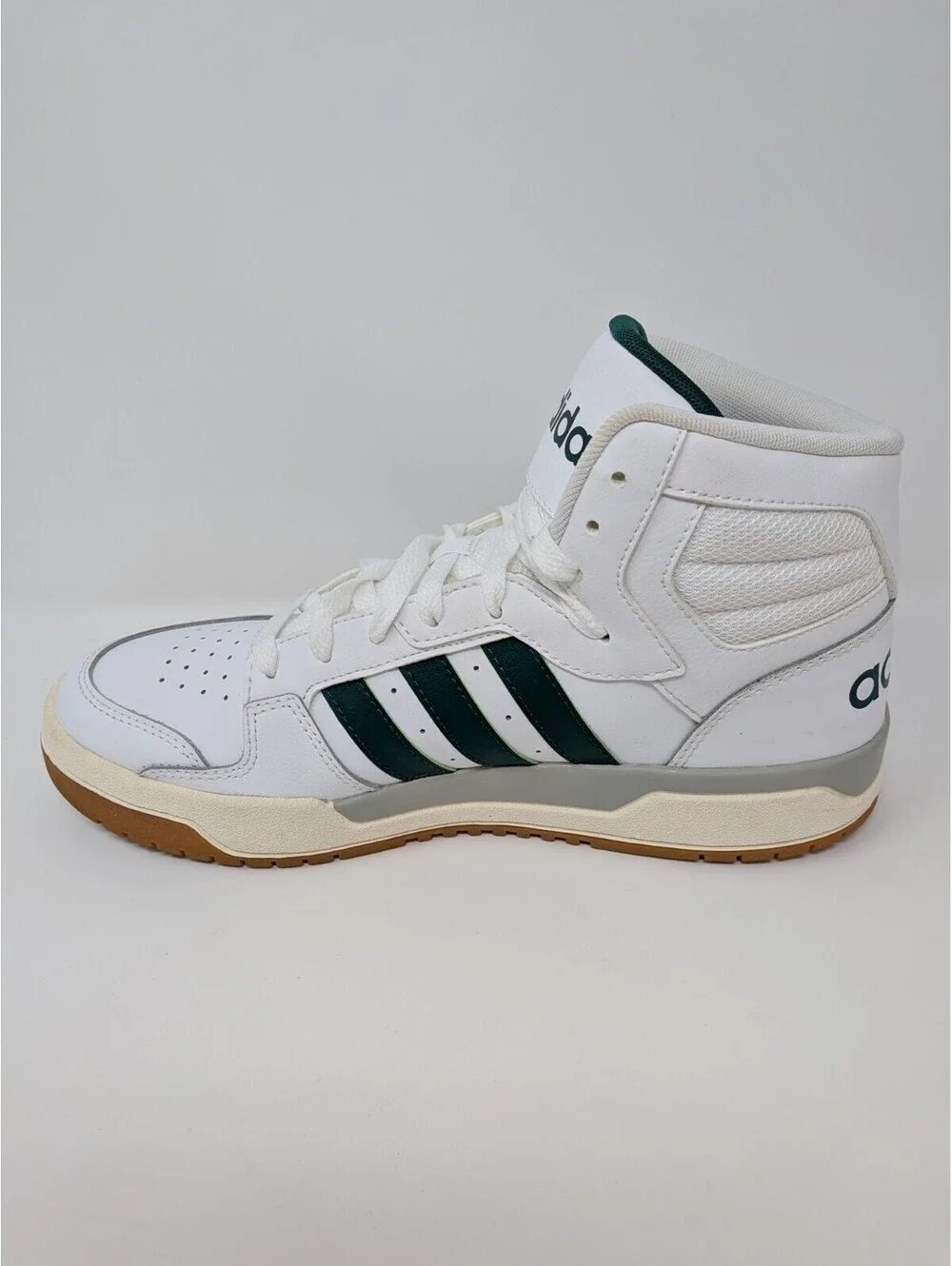 Adidas Leather High Top Shoes EG4308 Mens's Size 8.5 White W/ Green Stripes